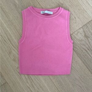 zara pink ribbed knit crop top